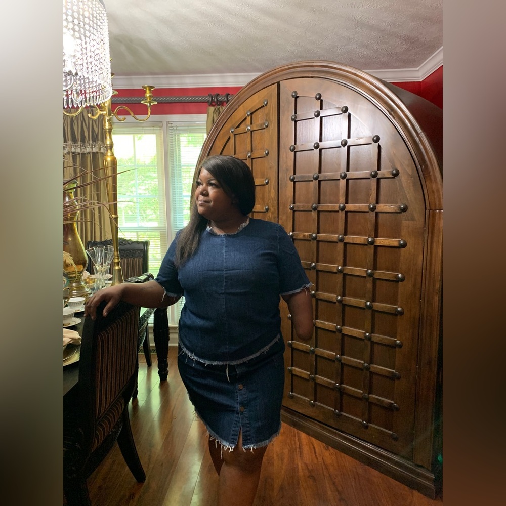 Dark Wash Denim Skirt Set